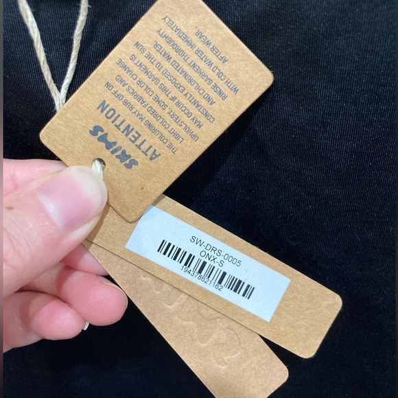 NWT SKIMS Signature Swim Tank Dress Swimsuit Coverup in Onyx Black Size Small - Picture 7 of 8